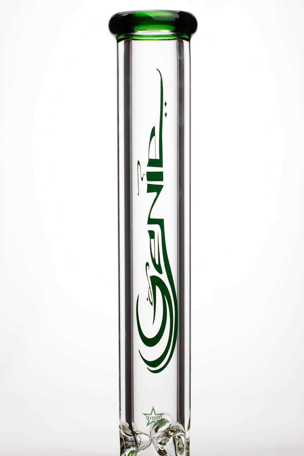 8a700f29-c2ab-43c7-84e9-efe2ed01da5c 18" genie 9 mm beaker colored bottom water bong