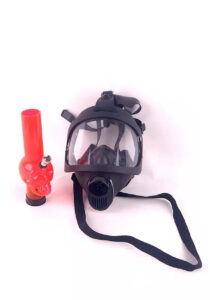 Black Full Face Silicone Gas Mask Bong w/ Water Pipe