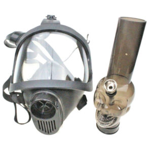 Black Full Face Silicone Gas Mask Bong w/ Water Pipe