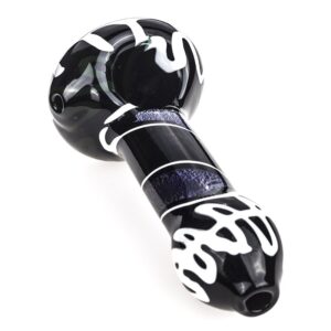 Black Glass Pipe with White Stripes