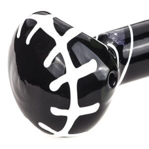 Black Glass Pipe with White Stripes