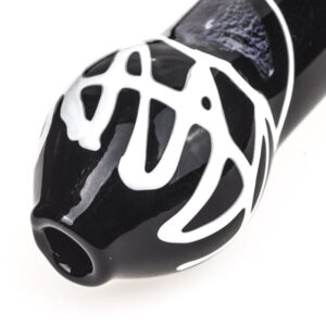 Black Glass Pipe with White Stripes