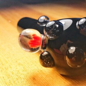 Black Glass Spoon Pipe w/ Marble Grips