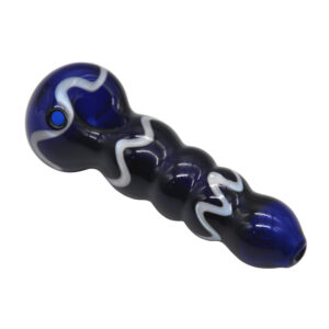Blue Glass Spoon Pipe w/ Maria Rings