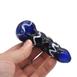 Blue Glass Spoon Pipe w/ Maria Rings