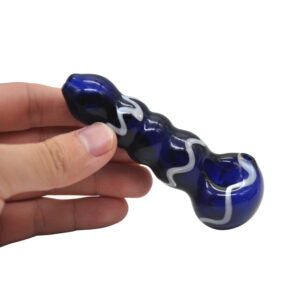 Blue Glass Spoon Pipe w/ Maria Rings