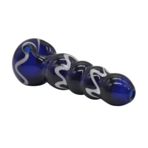 Blue Glass Spoon Pipe w/ Maria Rings