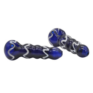 Blue Glass Spoon Pipe w/ Maria Rings