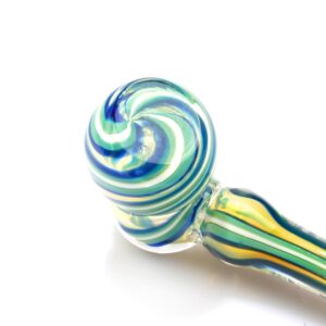 Blue and Green Spiral Fumed Glass Hammer Bubbler