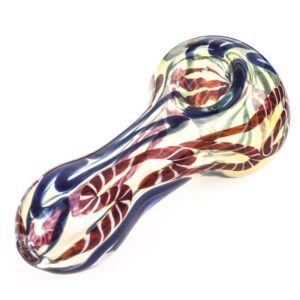 Clear Glass Spoon Pipe With Multicolor Cane