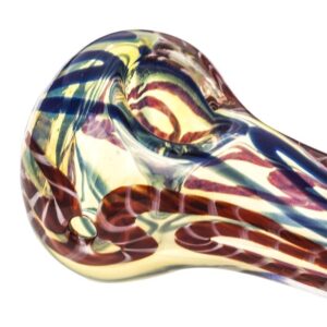 Clear Glass Spoon Pipe With Multicolor Cane