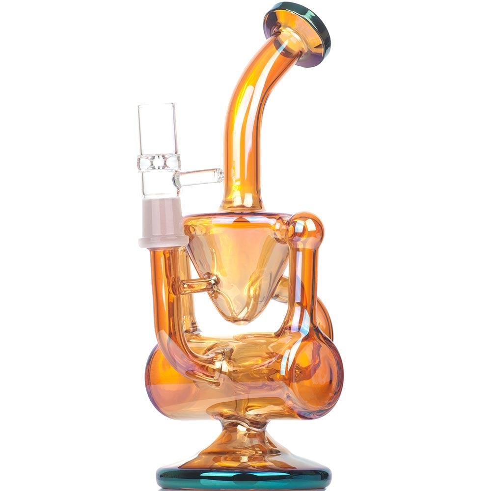 Dual_Chamber_Recycler_Dab_Rig_-_Glass_Wax_Rigs_For_Sale_-_Puffing_Bird_4 8.5" Orange Heady Recycler Dab Rig