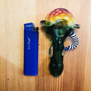 Fumed Bubble Glass Pipe with Glass Horns
