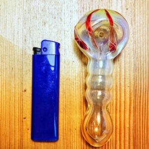 Fumed Glass Milli Spoon Pipe w/ Multiple Mini Maria Rings