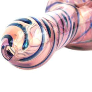 Fumed Pink Glass Pipe W/ Strip Patterns