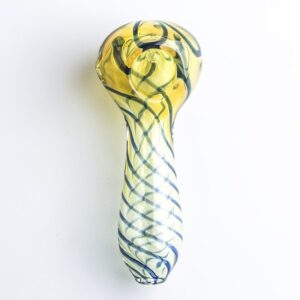 Clear Glass Spoon Pipe w/ Swirl Stripes