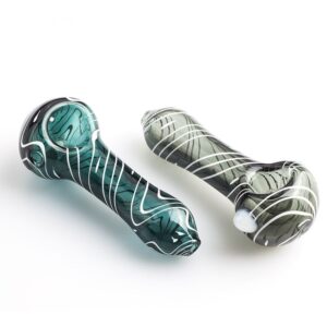 Spiral Glass Spoon Pipe w/ White Marble