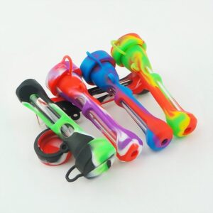 Glass Chillum w/ Silicone Sleeve (Random Color)