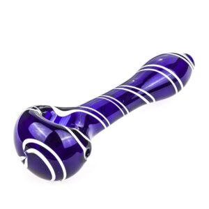 Glass Spoon Pipe with  White Strip Patterns