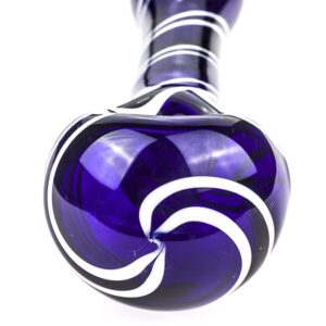 Glass Spoon Pipe with  White Strip Patterns