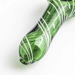 Green Glass Pipe w/ White Marble