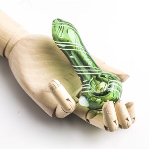 Green Glass Pipe w/ White Marble