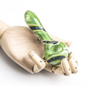 Green Glass Spoon Pipe w/ Swirl Stripe