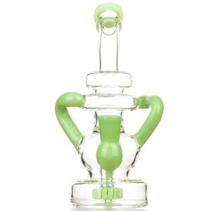 Green Recycler Dab Rig and Three-Toned Dichroic Glass Pipe Set