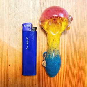 Green Recycler Dab Rig and Three-Toned Dichroic Glass Pipe Set