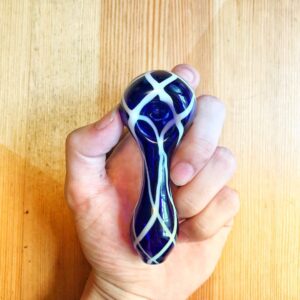 Handmade Blue Glass Pipe w/ Glow-In-The-Dark Silicone Pipe Set