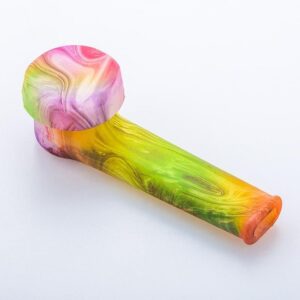Handmade Blue Glass Pipe w/ Glow-In-The-Dark Silicone Pipe Set