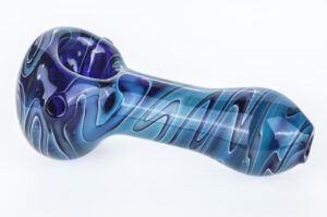 Heady Pattern Glass Pipe w/ Silicone Pipe Glass Chillum Set