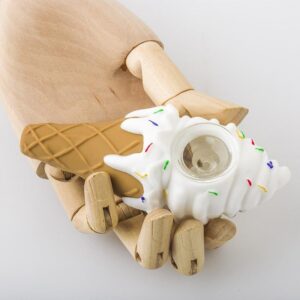 Ice Cream Silicone Pipe w/ Spiral Color Sherlock Bubbler Set
