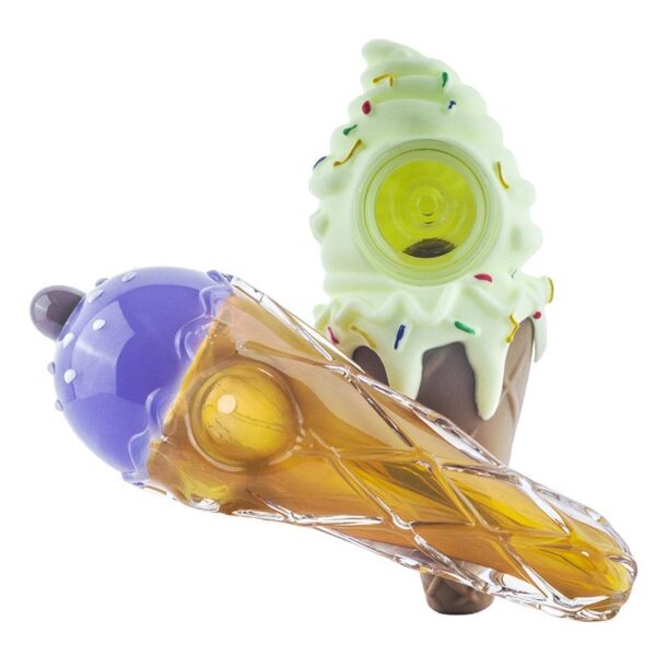 Ice Cream Theme Glass Pipe w/ Silicone Pipe Set