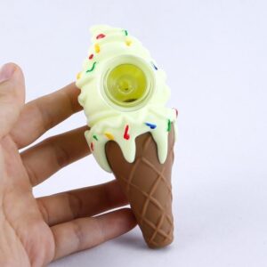Ice Cream Theme Glass Pipe w/ Silicone Pipe Set