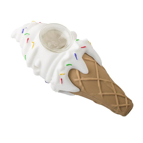 Ice Cream Silicone Pipe w/ Spiral Color Sherlock Bubbler/Free Australia Shipping