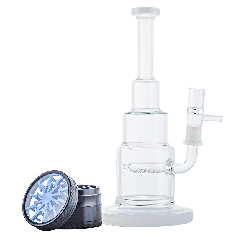 InlineDiffuserPyramidBongThunderBladeGrinderSetFreeShipping_1 Inline Diffuser Pyramid Bong w/ Thunder Blade Grinder Set