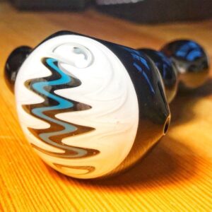 Large Wig Wag Glass Spoon Pipe w/ Glass Horn