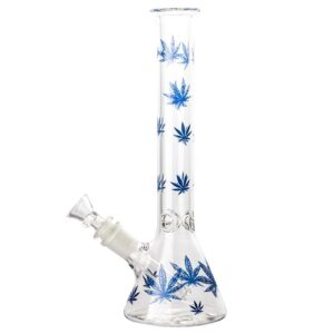 10.4" Leaf Print Glass Beaker Bong