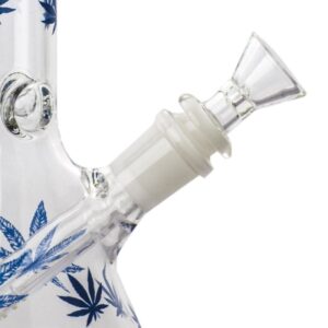 LeafPrintGlassBeakerBongBestSmokeShopOnlineFreeShipping_4 10.4" Leaf Print Glass Beaker Bong