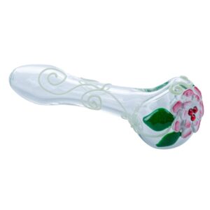 Lotus Pattern Glow-In-The-Dark Glass Pipe