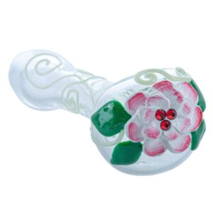 Lotus Pattern Glow-In-The-Dark Glass Pipe