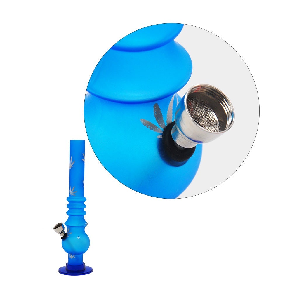 Marijuana_Weed_Logo_Bong_-_Acrylic_Water_Pipes_For_Sale_-_Puffing_Bird_1 8" Marijuana/Weed Print Acrylic Bong(Random Color)