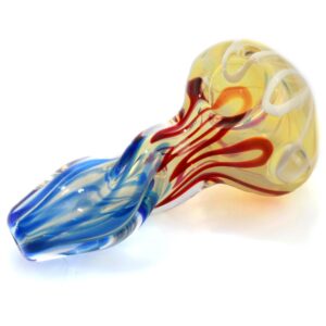 Mini Fumed Glass Skinny Spoon w/ Swirl Pattern