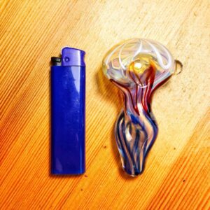 Mini Fumed Glass Skinny Spoon w/ Swirl Pattern