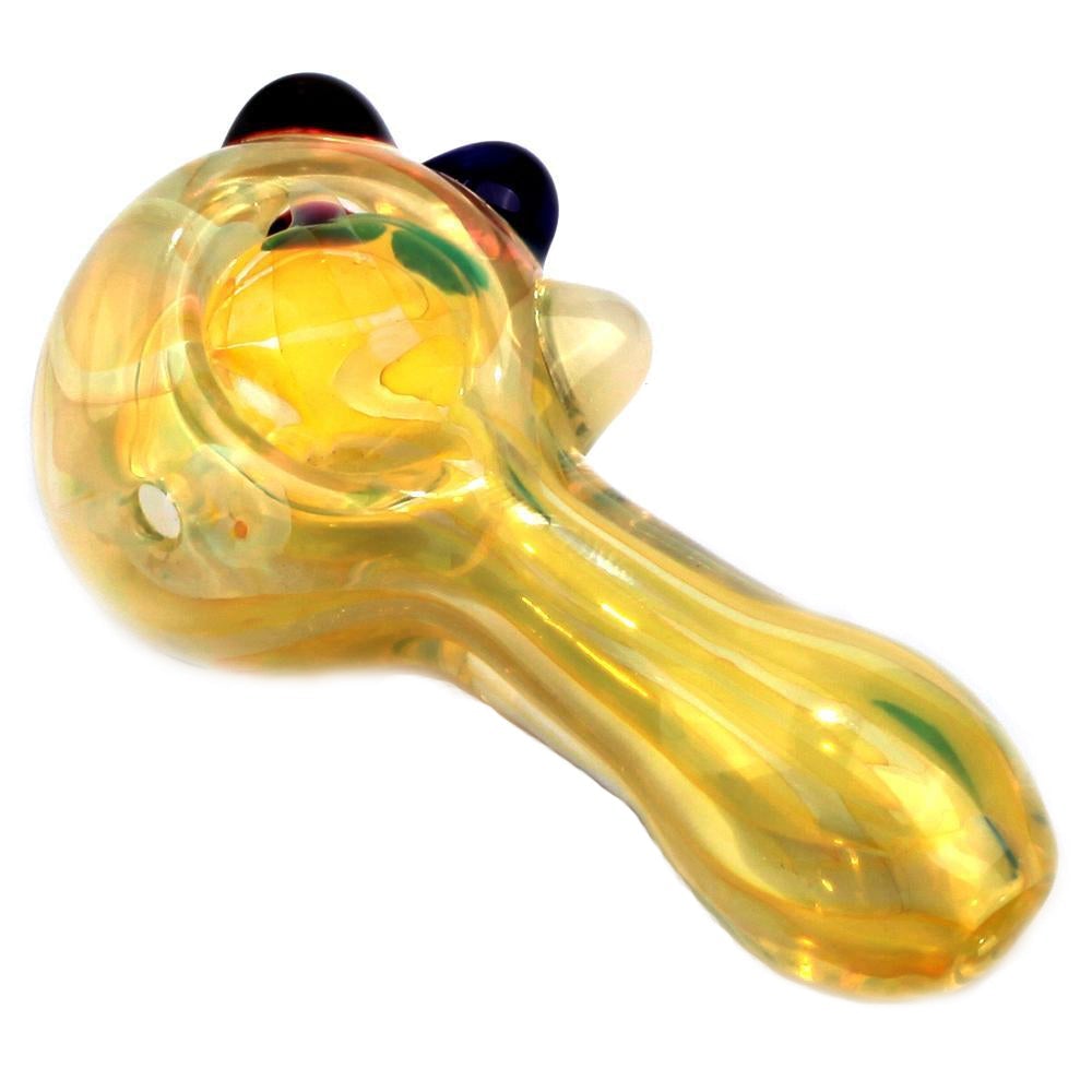 Nano Fumed Glass Spoon Pipe w/ Colored Raised Marbles