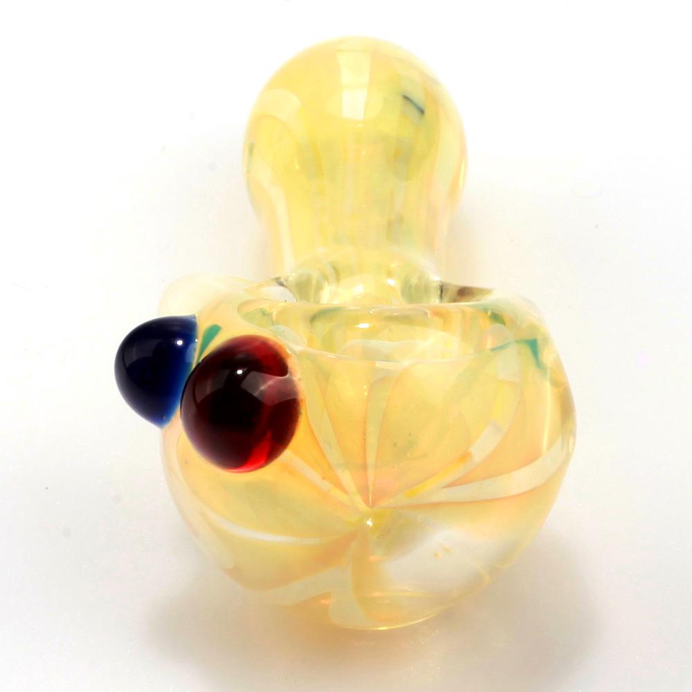 Nano Fumed Glass Spoon Pipe w/ Colored Raised Marbles