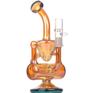Orange Recycler Dab Rig w/ Lookah Q7 Electric Dab Nail Set