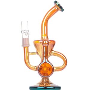Orange Recycler Dab Rig w/ Lookah Q7 Electric Dab Nail Set