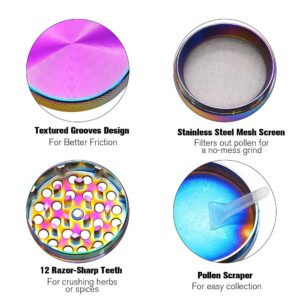 Rainbow Aluminium Alloy 2" Herb Grinder 4 Piece
